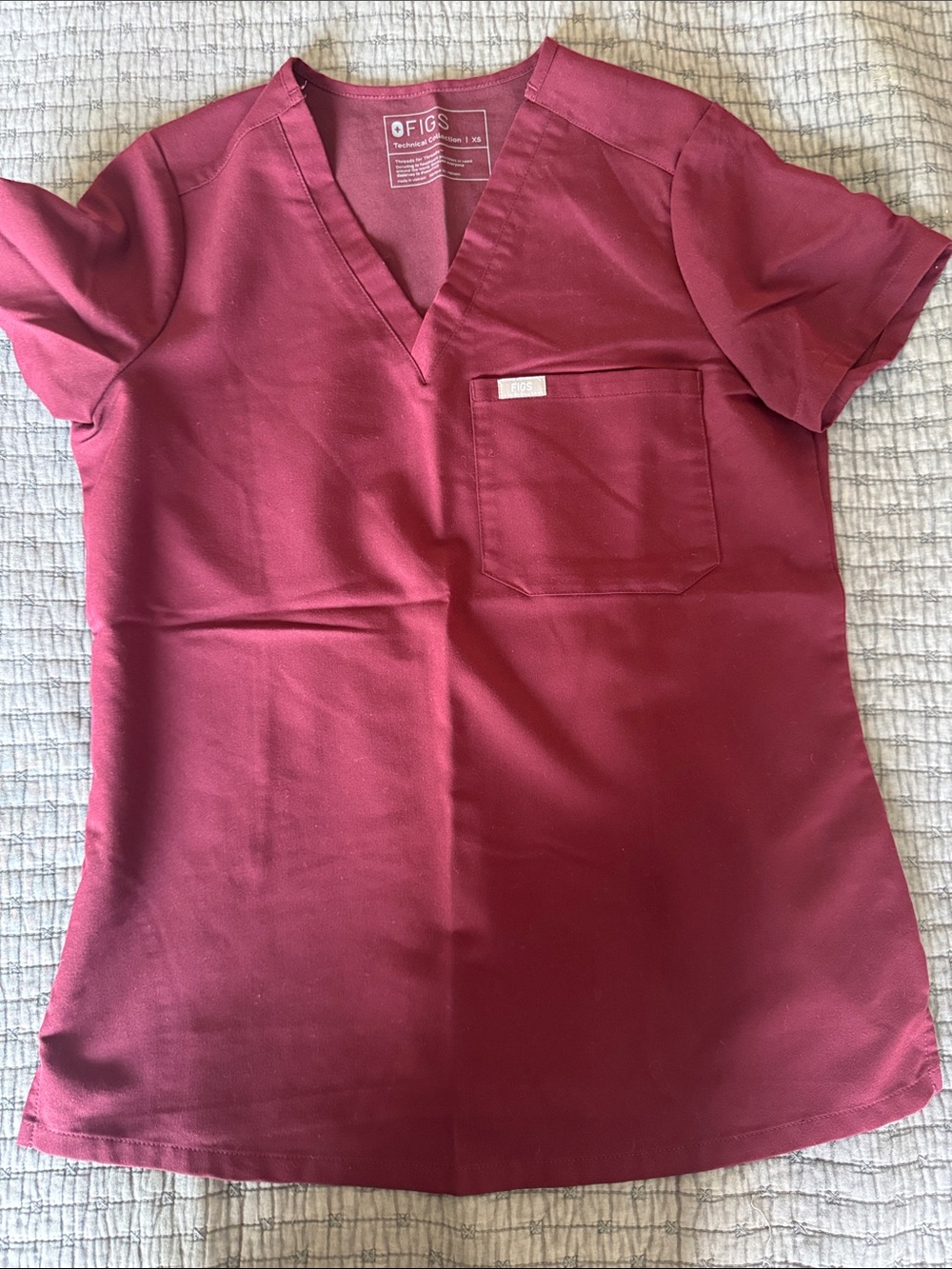 Figs Women's V-Neck Tunic Top in Burgundy